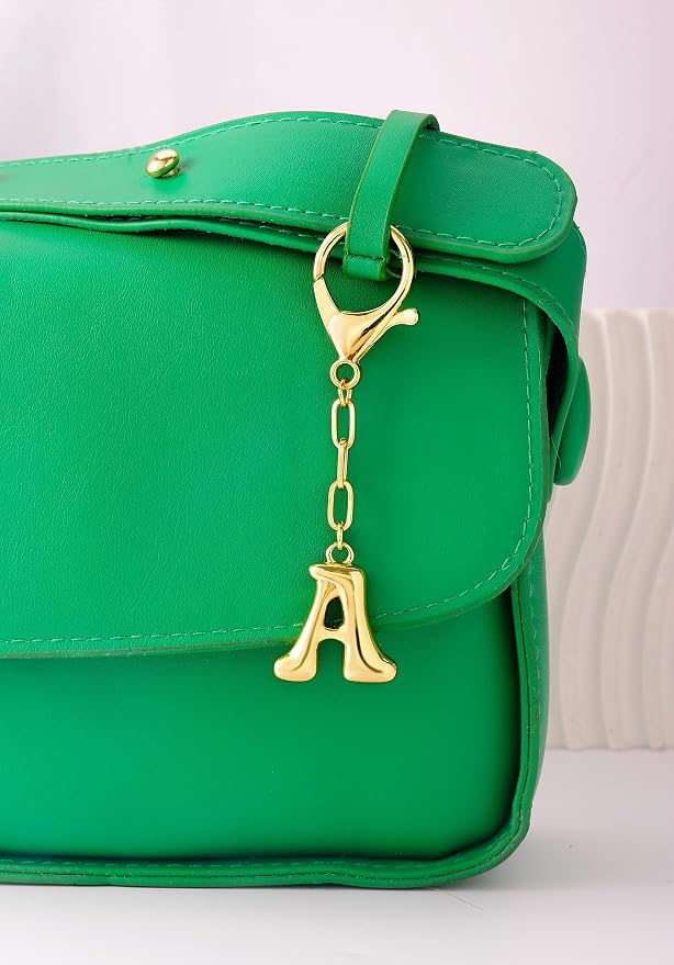 Gold Bubble Initial Keychain Charm - Image 3