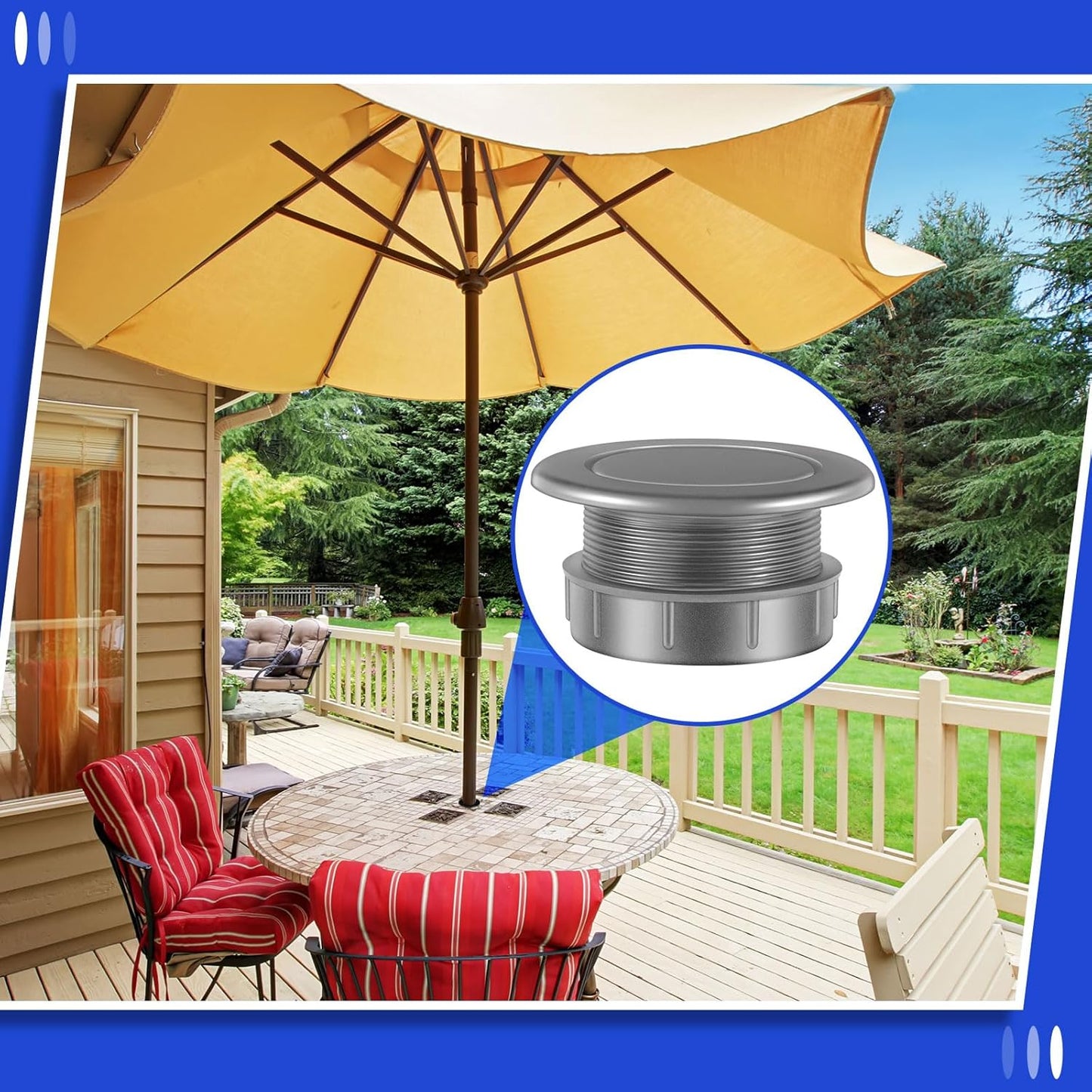 2 Sets Patio Table Umbrella Hole Ring Plug Cap Set, Outdoor Parasol Table Hole Cover Insert Thicker Patio Plug Ring for Outdoor, Yard, Garden(Gray)