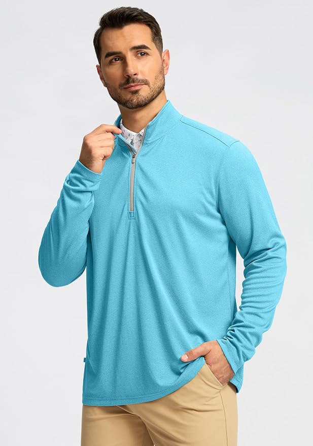 Obla Golf Quarter Zip Pullover for Men Mock Neck Sweatshirt Lightweight Sun - Image 2
