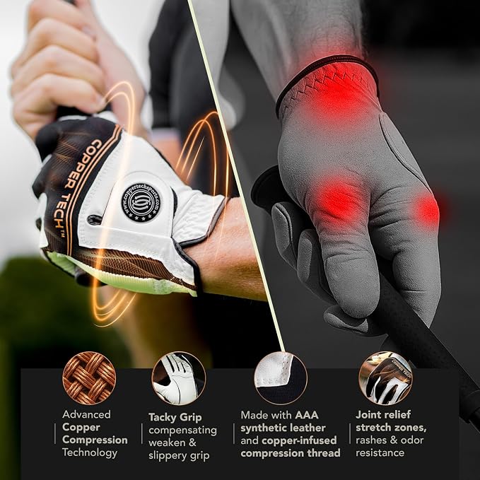 Copper Tech Golf Gloves Men Right Handed Golfer Or Left Handed Golfer | Copper - Image 5