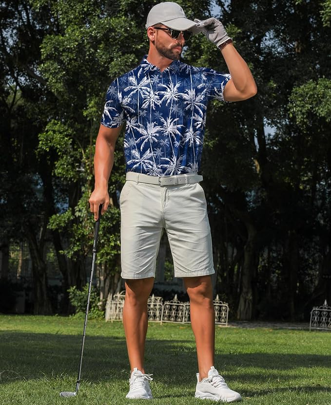 zeetoo Men's Polo Shirts Hawaiian Golf Polos Shirts Short Sleeve Performance - Image 3