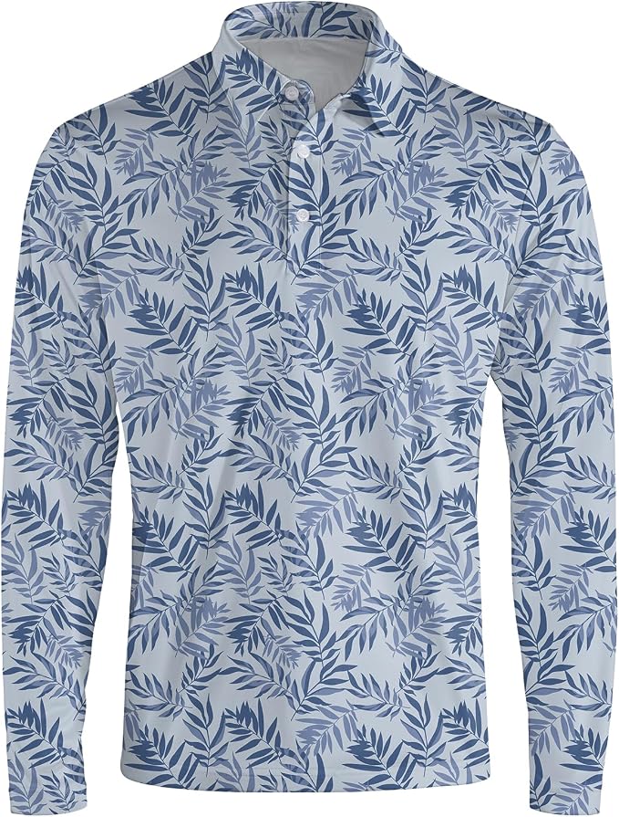 Men's Long Sleeve Golf Shirt Quick Dry 3 Button Work Fishing Outdoor Casual - Image 3