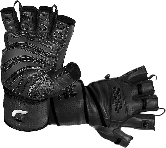 Elite Leather Gym Gloves with Built in 2" Wide Wrist Wraps Grip & Design - Image 6