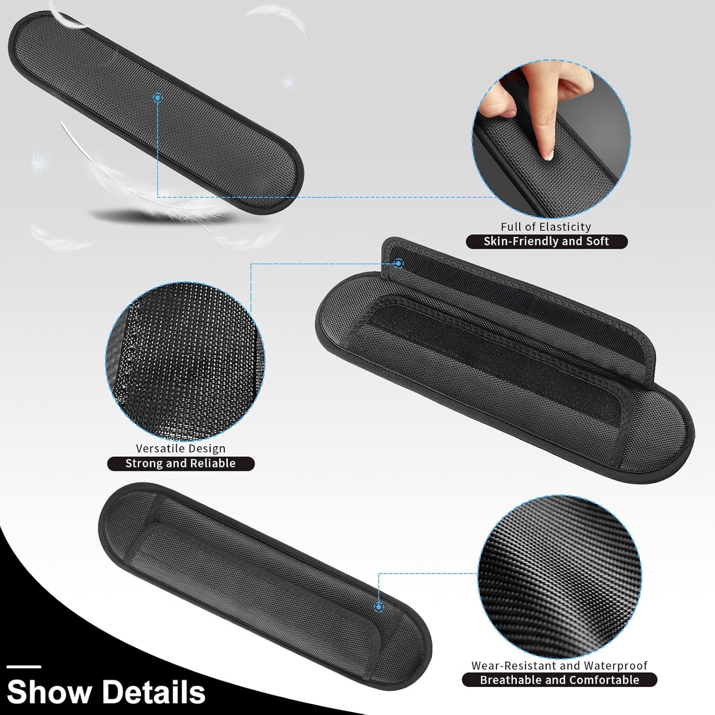 2 Pack Non-Slip Shoulder Strap Pad, Waterproof Air Cushion Shoulder Relief Pad, for Shoulder Bags, Guitar Strap, Detachable Shoulder Strap Pad Pads Help Relieve Shoulder Pain(Neoprene)