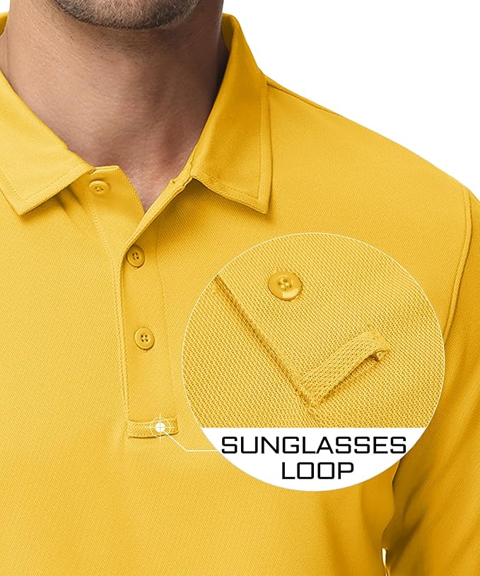 MAGCOMSEN Men's Polo Shirts 3 Button Quick Dry Performance Long Sleeve Tactical - Image 3
