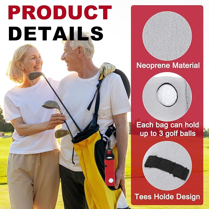 uxcell Golf Ball Carry Bag, Waist-Mounted Storage Bag Neoprene Golf Tee Holder - Image 3