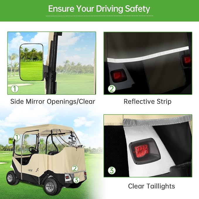 10L0L Golf Cart Enclosure Fit for 2 Passengers EZGO TXT RXV, 600D Waterproof - Image 5