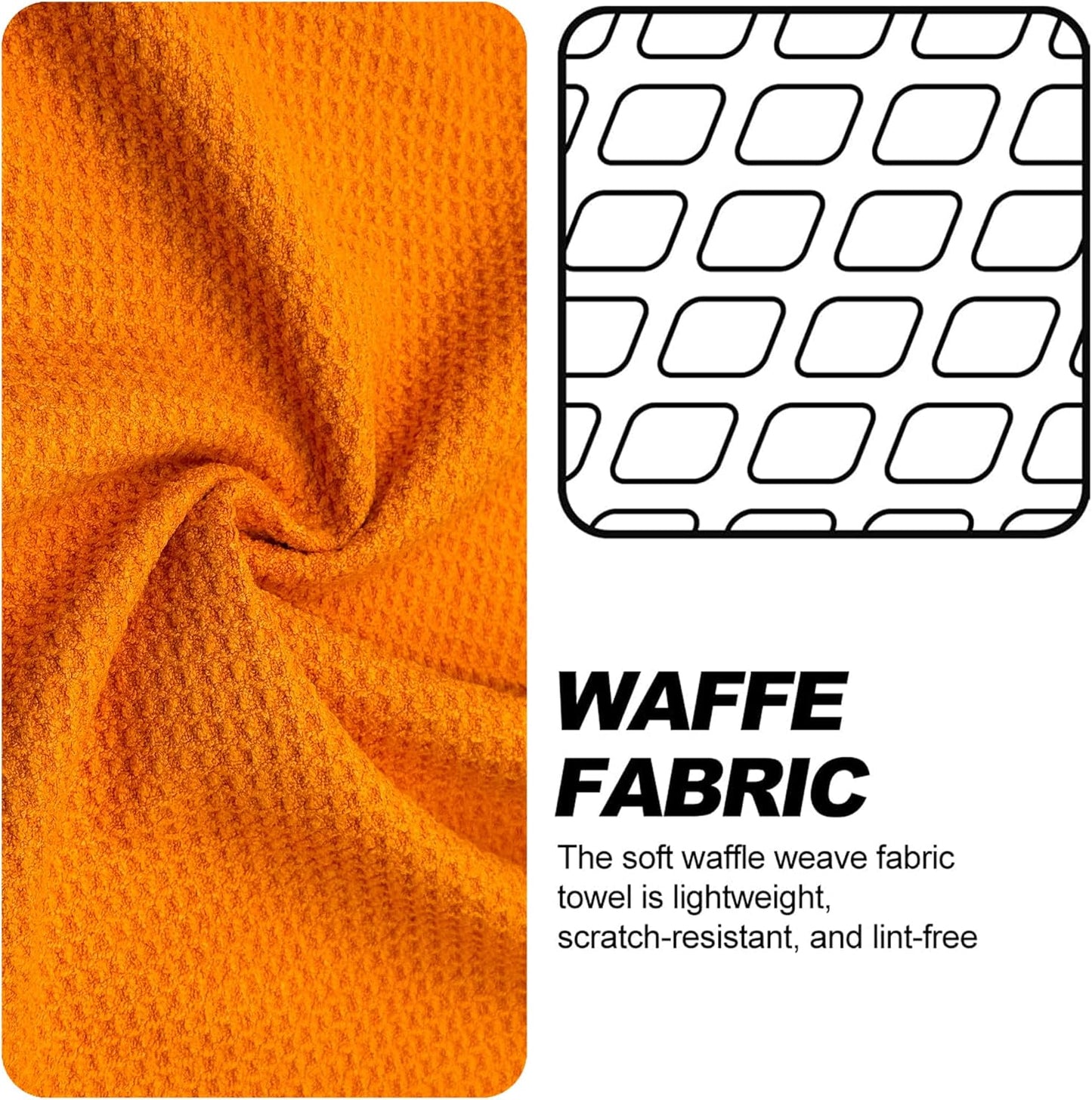 2-Pack Magnetic Golf Towel with Clip, Microfiber Waffle Design - Industrial Strength Magnet for Strong Hold to Golf Bags, Carts & Clubs - Orange