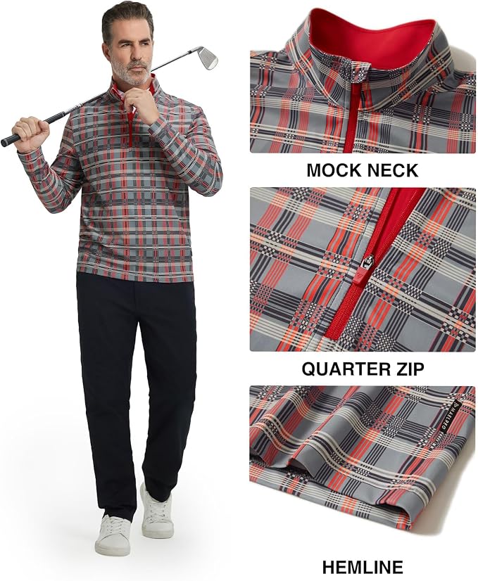 M MAELREG Quarter Zip Golf Pullover Men Dry Fit Long Sleeve Performance Wicking - Image 3