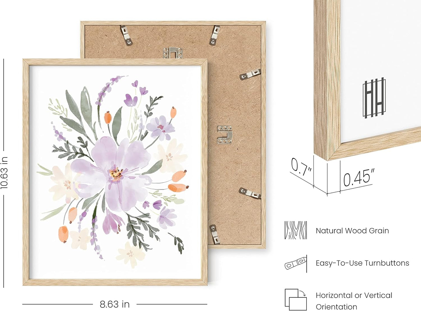 HAUS AND HUES Flower Wall Decor - Set of 4 Bouquet Art, Framed Flower Painting, Floral Pictures, Botanical Wall Decor (8x10, Beige Frame)