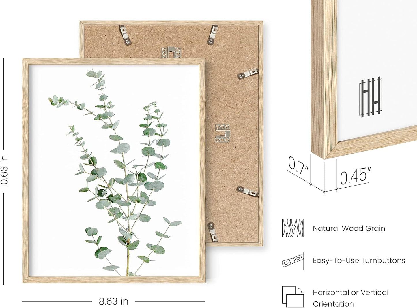 HAUS AND HUES Botanical Plant Wall Art Prints - Set of 4, Plant Wall Decor, Floral Kitchen, Flower Leaves Wall Art, Boho Eucalyptus Decor, Green Botanical Poster (8x10, Beige Frame)