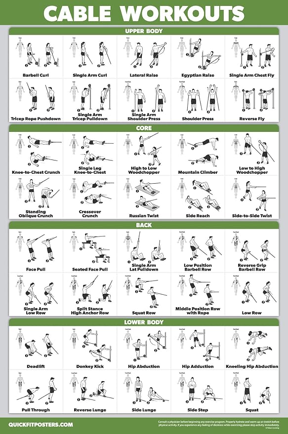 QUICKFIT Workout Poster Cable Machine, an Exercise Chart by Palace+Learning