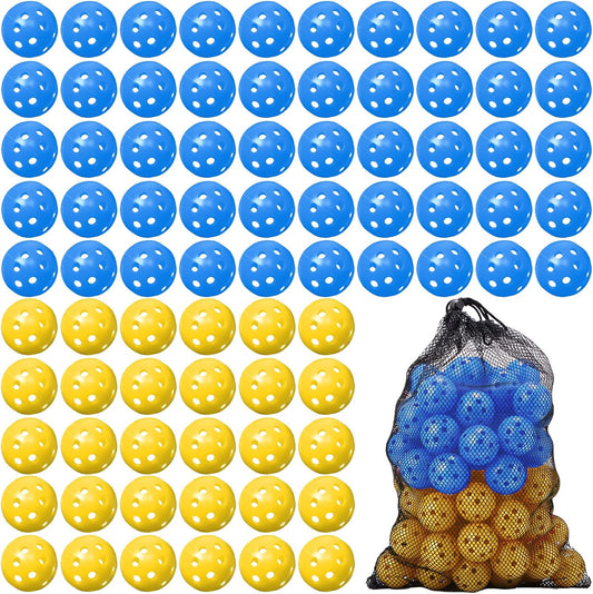 80 Pack Practice Golf Balls Limited Flight 42 mm Golf Training Airflow Hollow Plastic Ball for Women Men Indoor Outdoor Driving Range Swing Practice Home
