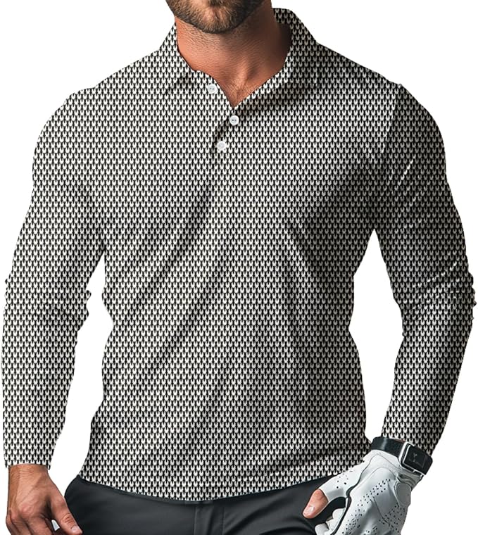 Men's Long Sleeve Golf Shirt Quick Dry 3 Button Work Fishing Outdoor Casual by SQPO