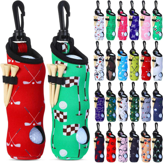24 Pcs Golf Ball Holder Pouch with Tee Holder Keychain Belt Clip Hook Golf Carry Bag for Women Ladies Man Gifts
