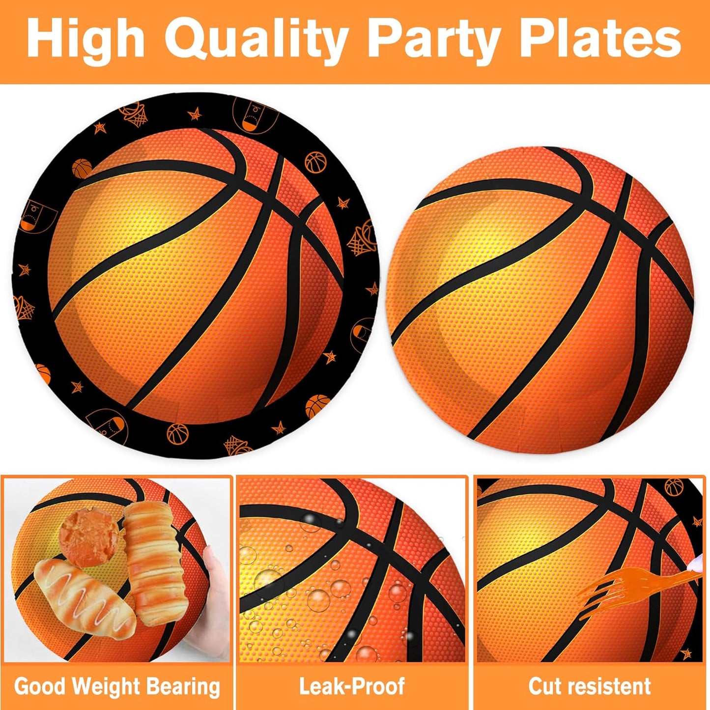 129pcs Basketball Birthday Party Supplies Basketball Party Decorations Plates Napkins Tablecloth Banner Hanging Swirls for Basketball Sports Theme Birthday Party Decorations Serves 20