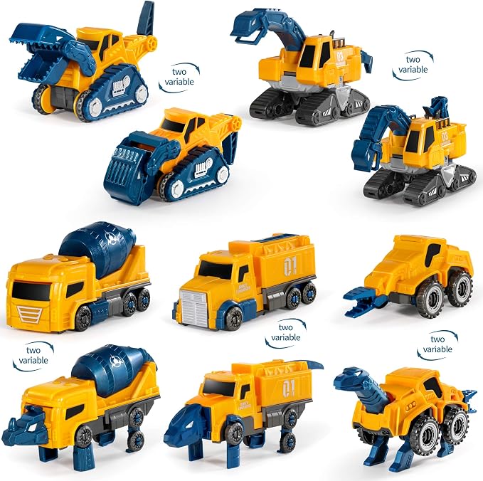 MIEBELY Toddler Robot Construction Vehicles Set – 5Pcs Transforming Robots - Image 2