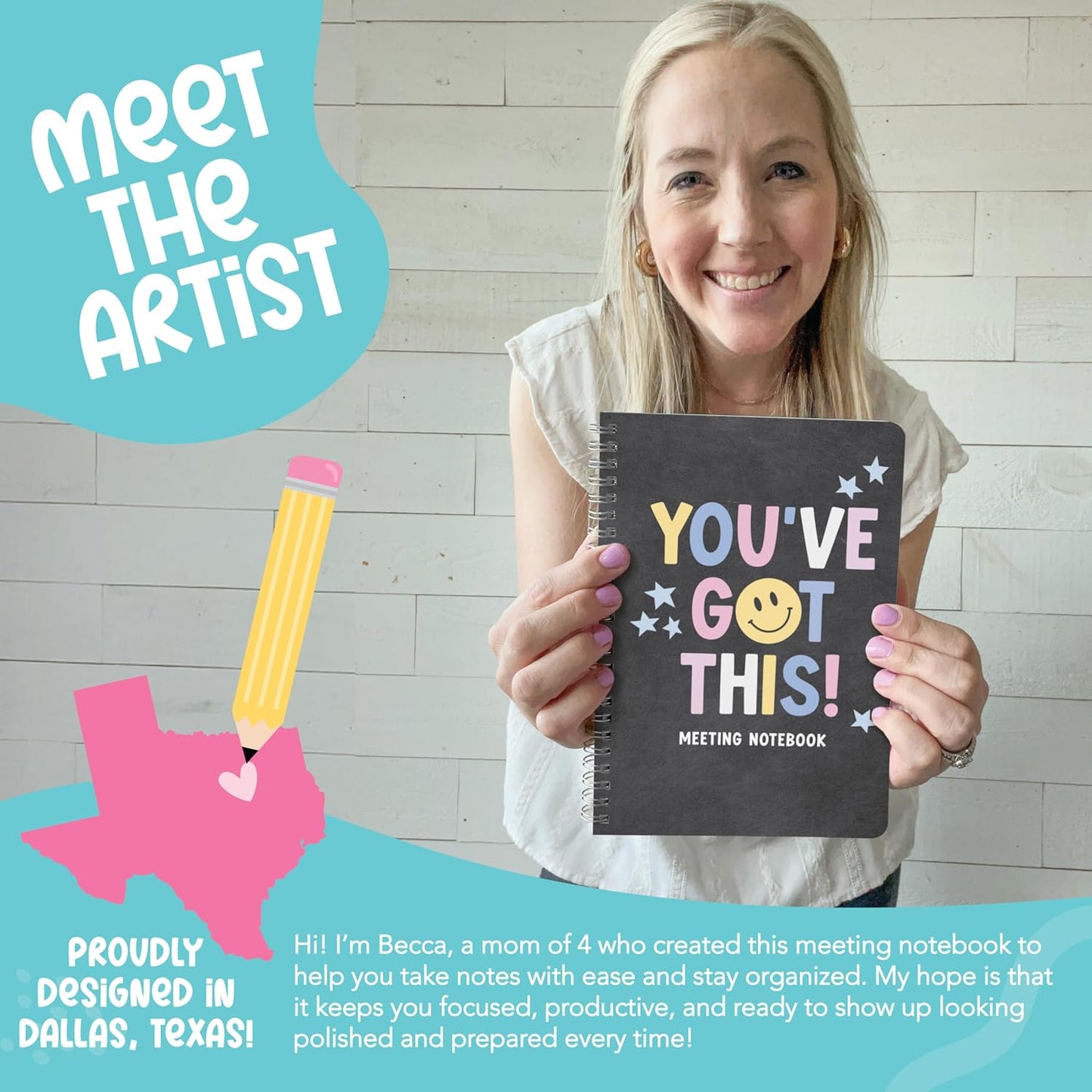 Hadley Designs Meeting Notebook For Work Organization - Meeting Business Planner, Business Notebooks Organizer, Office Notebooks For Note Taking, Chalkboard Work Planner Organizer Notebook