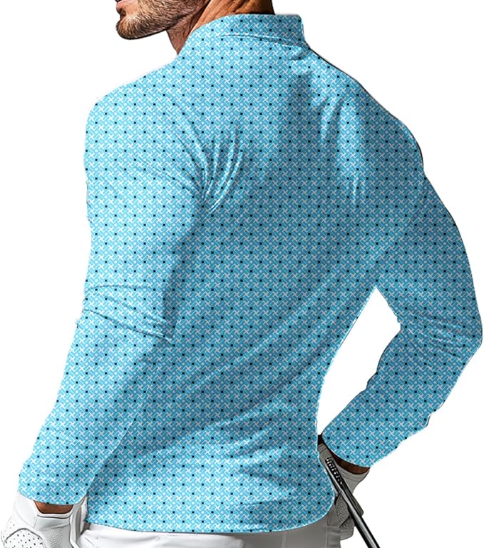 Men's Long Sleeve Golf Shirt Quick Dry 3 Button Work Fishing Outdoor Casual - Image 2