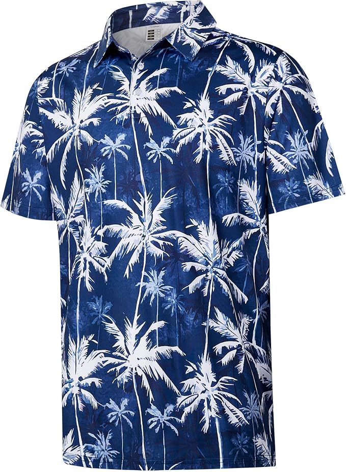 zeetoo Men's Polo Shirts Hawaiian Golf Polos Shirts Short Sleeve Performance by zeetoo