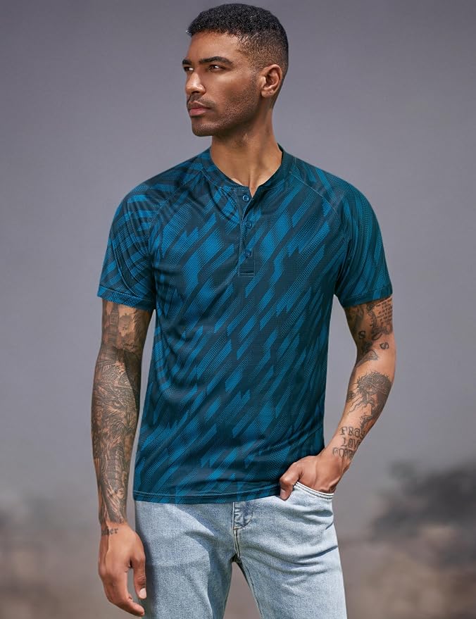 TAPULCO Mens Collarless Golf Shirts Short Sleeve Dry Fit Stretch Casual - Image 7