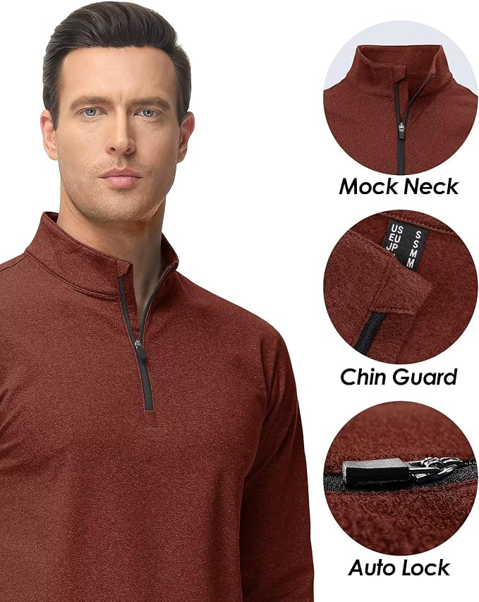 Boladeci Men's Quarter Zip Pullover Premium Fleece Lined Heather Long Sleeve - Image 4