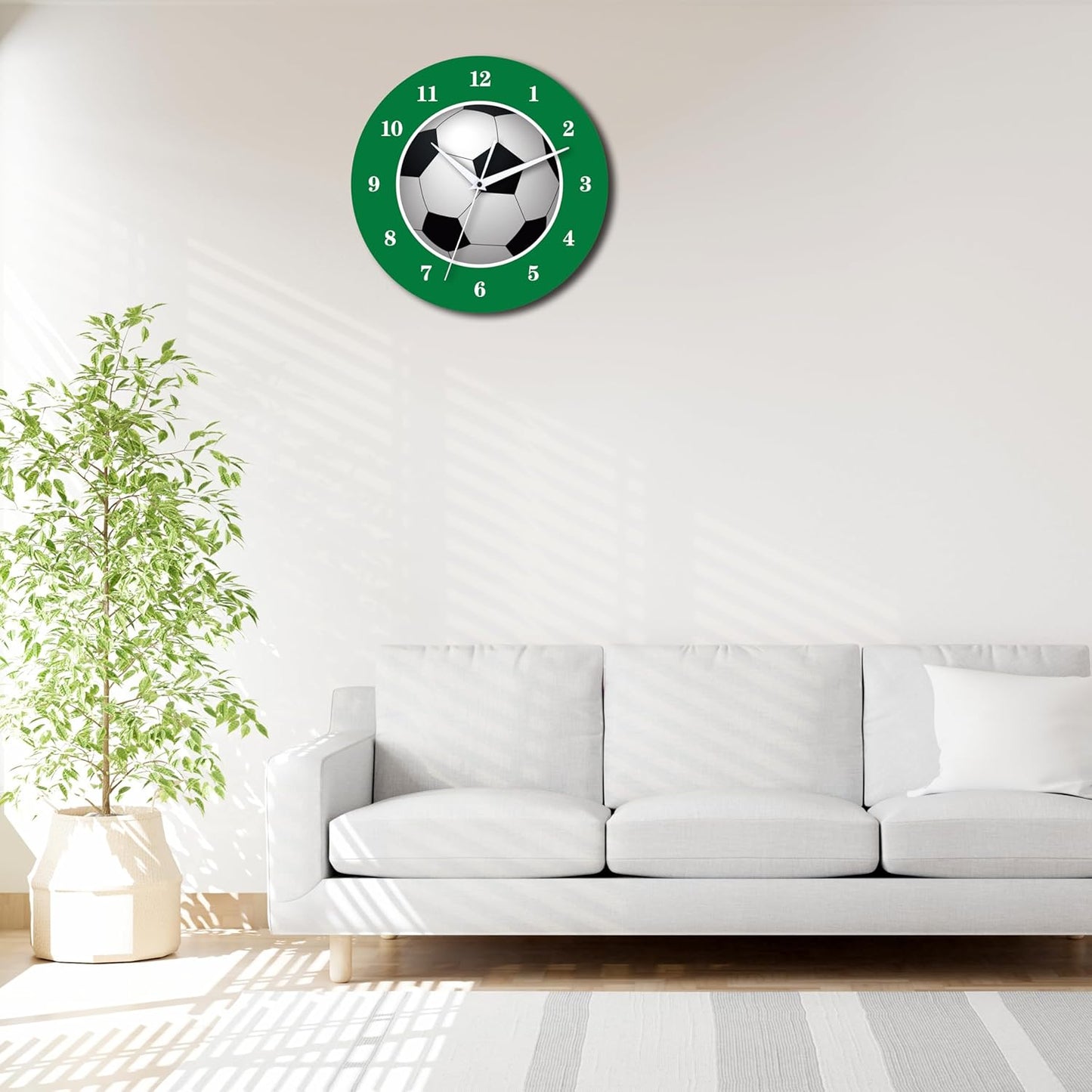 12 Inch Sports Wall Clocks with Silent Clock Movement and Battery Operated, Great Decor for Bedroom, Living Room or Classroom (Football Wall Clock)