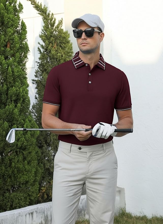 Alex Vando Mens Golf Shirts Moisture Wicking Quick-Dry Short Sleeve Fashion - Image 5