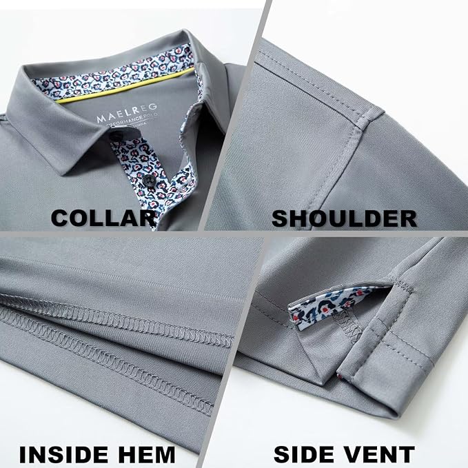 Mens Polo Shirts Short and Long Sleeve Casual Solid Stylish Dry Fit Performance - Image 4