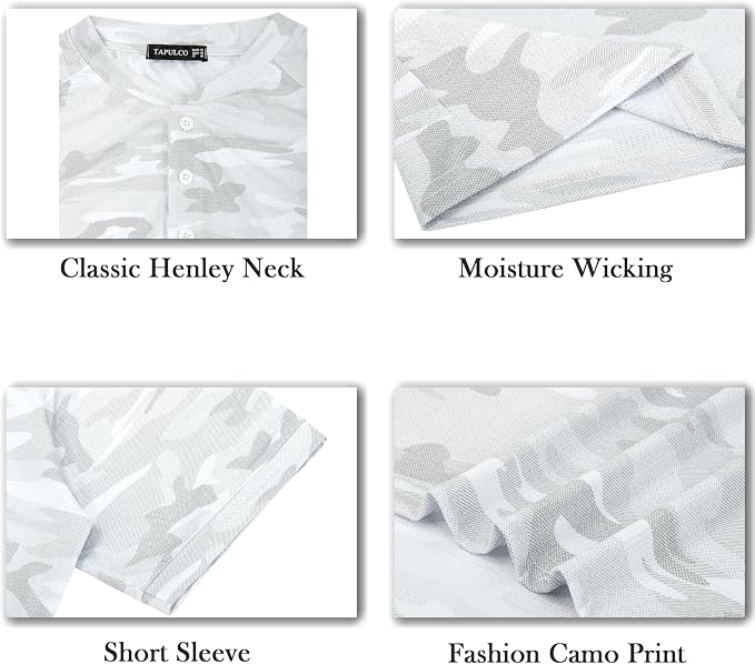 TAPULCO Mens Collarless Golf Shirts Short Sleeve Dry Fit Stretch Casual - Image 6