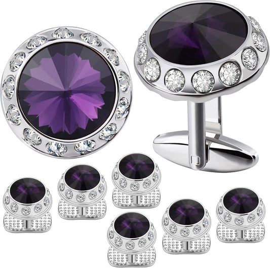 HAWSON Birthstone Tuxedo Studs and Cufflinks Set for Men's Suit Tuxedo Formal Dress Shirt Wedding Business Party Accessories