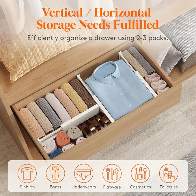 Lifewit 16 Pack Drawer Dividers 4" High, 11-17" Adjustable Drawer Organizers - Image 5