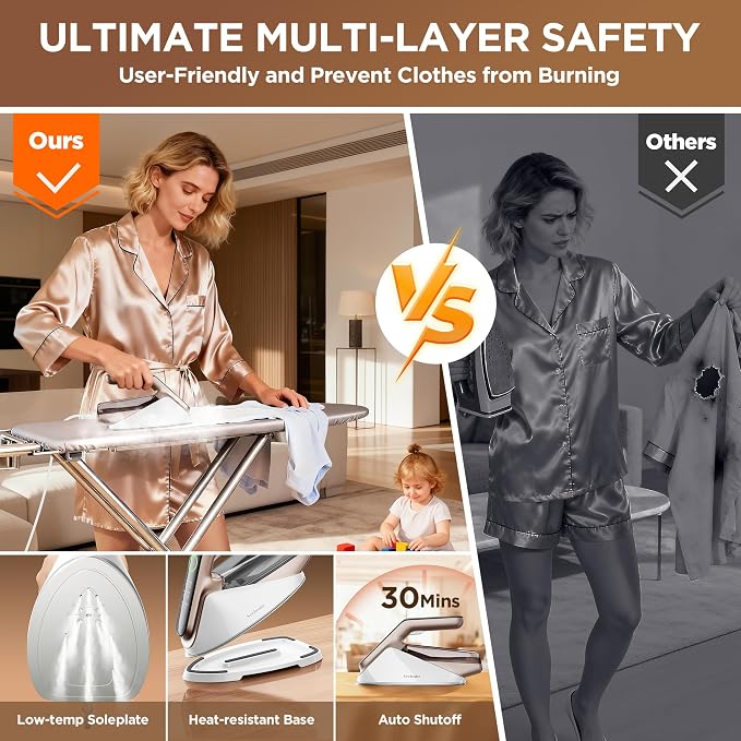 Newbealer Steam Generator Iron, 1500W Turbo Steamer - Image 6