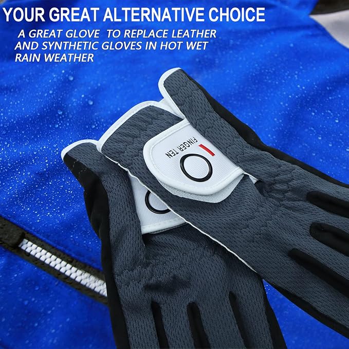 FINGER TEN Men's Golf Gloves for Right Left Handed Golfer Rain Grip Value 2 Pack - Image 3