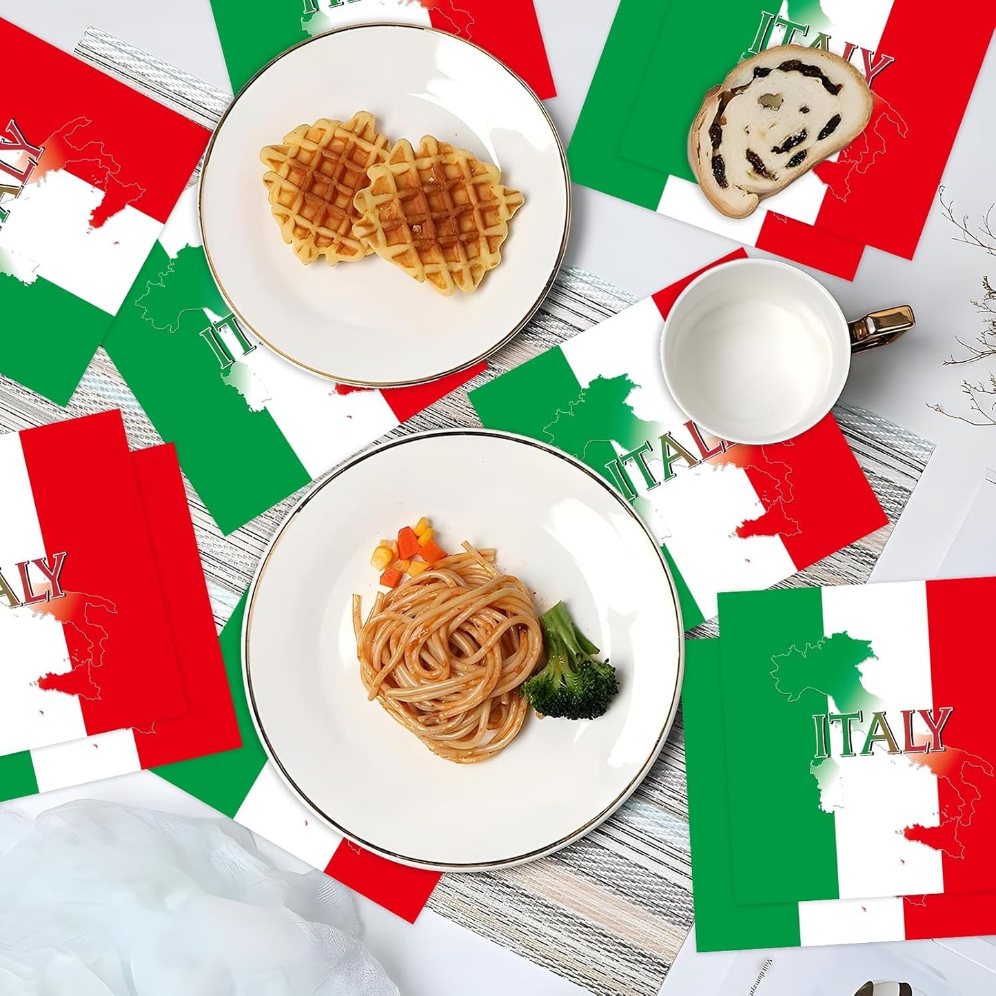 Italian Party Napkins Decorations, Disposable Paper Italy Flag Napkins Supplies Pack of 50, Birthday Party Baby Shower Decor Size 6.5 Inch