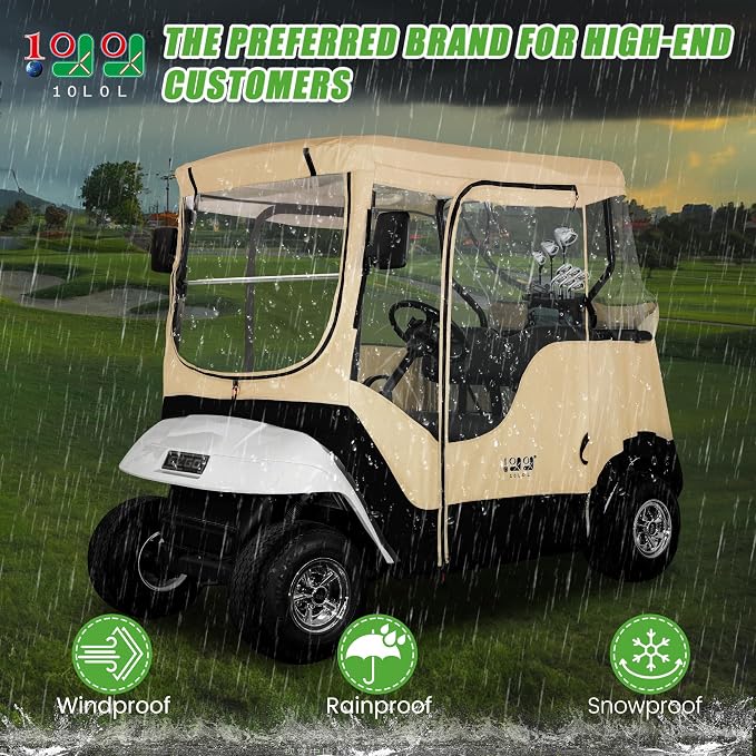 10L0L Golf Cart Enclosure Fit for 2 Passengers EZGO TXT RXV, 600D Waterproof - Image 2
