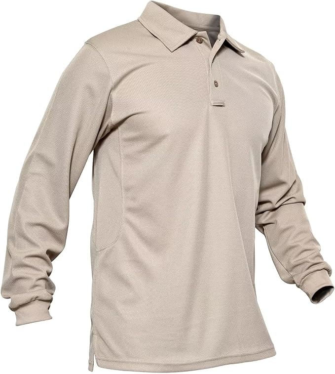 MAGCOMSEN Men's Polo Shirts 3 Button Quick Dry Performance Long Sleeve Tactical by MAGCOMSEN