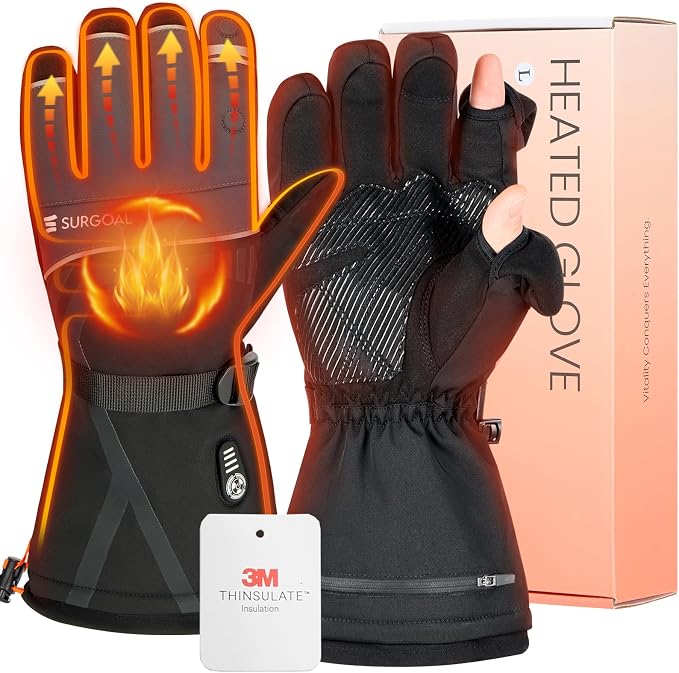 Heated Gloves for Men Women, 7.4V Battery Rechargeable by SURGOAL