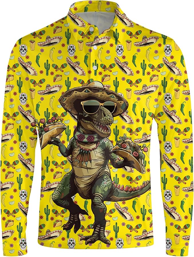 Men's Long Sleeve Golf Shirt Quick Dry 3 Button Work Fishing Outdoor Casual by SQPO
