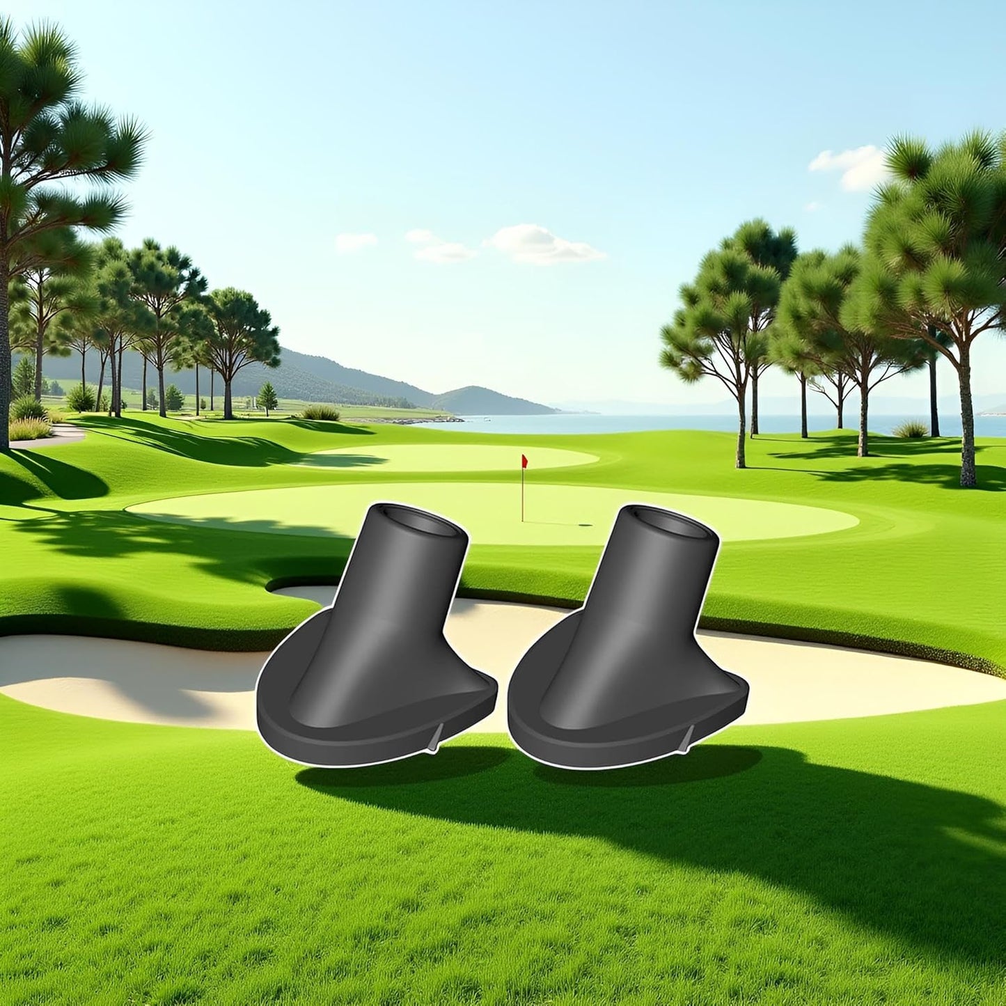 2 Pcs Black Golf Bag Stand Feet Replacement, Wear-Resistent Golf Bag Rubber Feet Replacement, Necessary Golf Club Bag Accessories Strong Grip, Easy to Install, Golf Club Bag Accessories