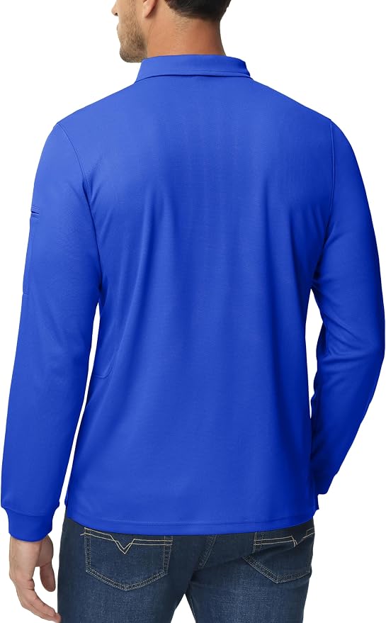 MAGCOMSEN Men's Polo Shirts 3 Button Quick Dry Performance Long Sleeve Tactical - Image 5