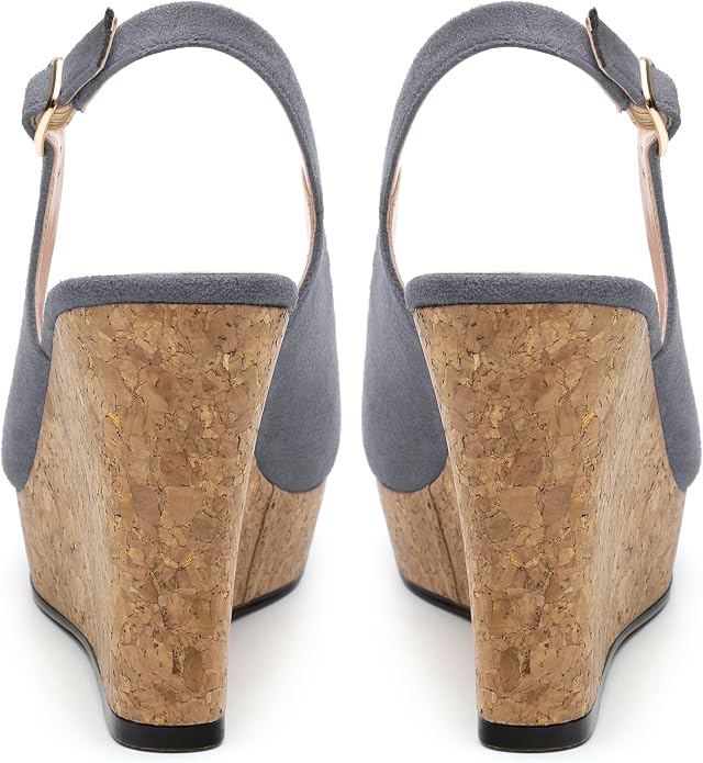 Womens Wedge Platform Sandals Peep Open Toe Slingback Buckle High Heel Dress - Image 4