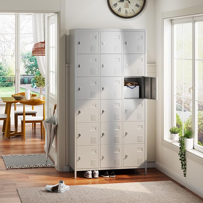 METAN Metal Locker for School Office Gym Bedroom, 18 Doors Steel Storage Locker - Image 4