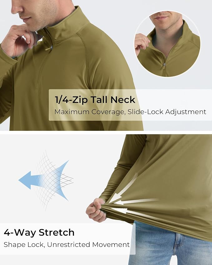 Boladeci Men's UPF 50+ Sun Shirts 1/4 Zip Long Sleeve SPF UV Protection - Image 5