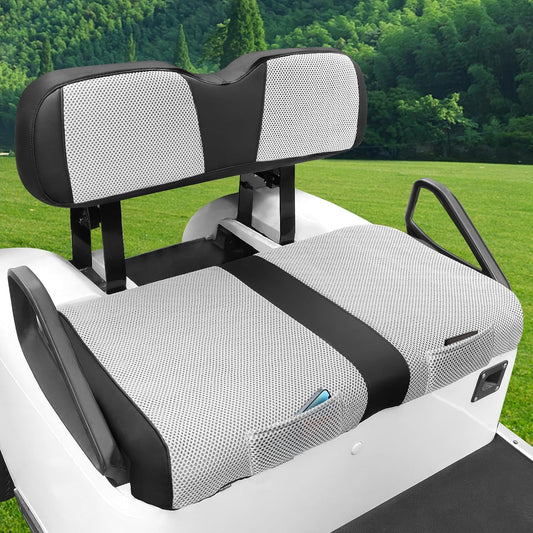iLSKW Golf Cart Seat Covers for EZGO TXT Seat Cover OEM Front,Breathable Fabric and Leather Front Seat Cover Like Gloves,Full Wrap-Around Design of EZGO TXT (1994-2013) Golf Cart Front Seat Cover