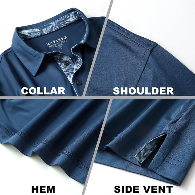Mens Polo Shirts Short and Long Sleeve Casual Solid Stylish Dry Fit Performance - Image 4