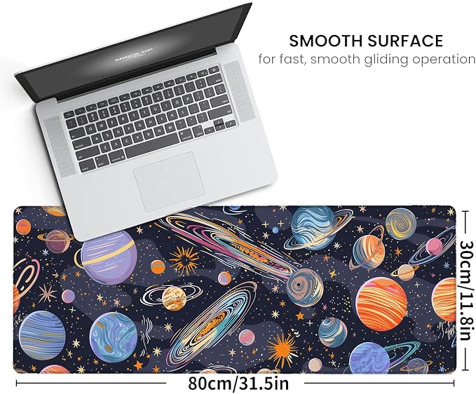 Celestial Large Gaming Mouse Pad, Space Planets Desk Mat, 31.5x11.8x0.12in - Image 2