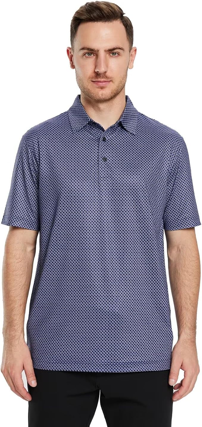 Golf Shirts for Men Dry Fit Short Sleeve Print Performance Moisture Wicking - Image 2