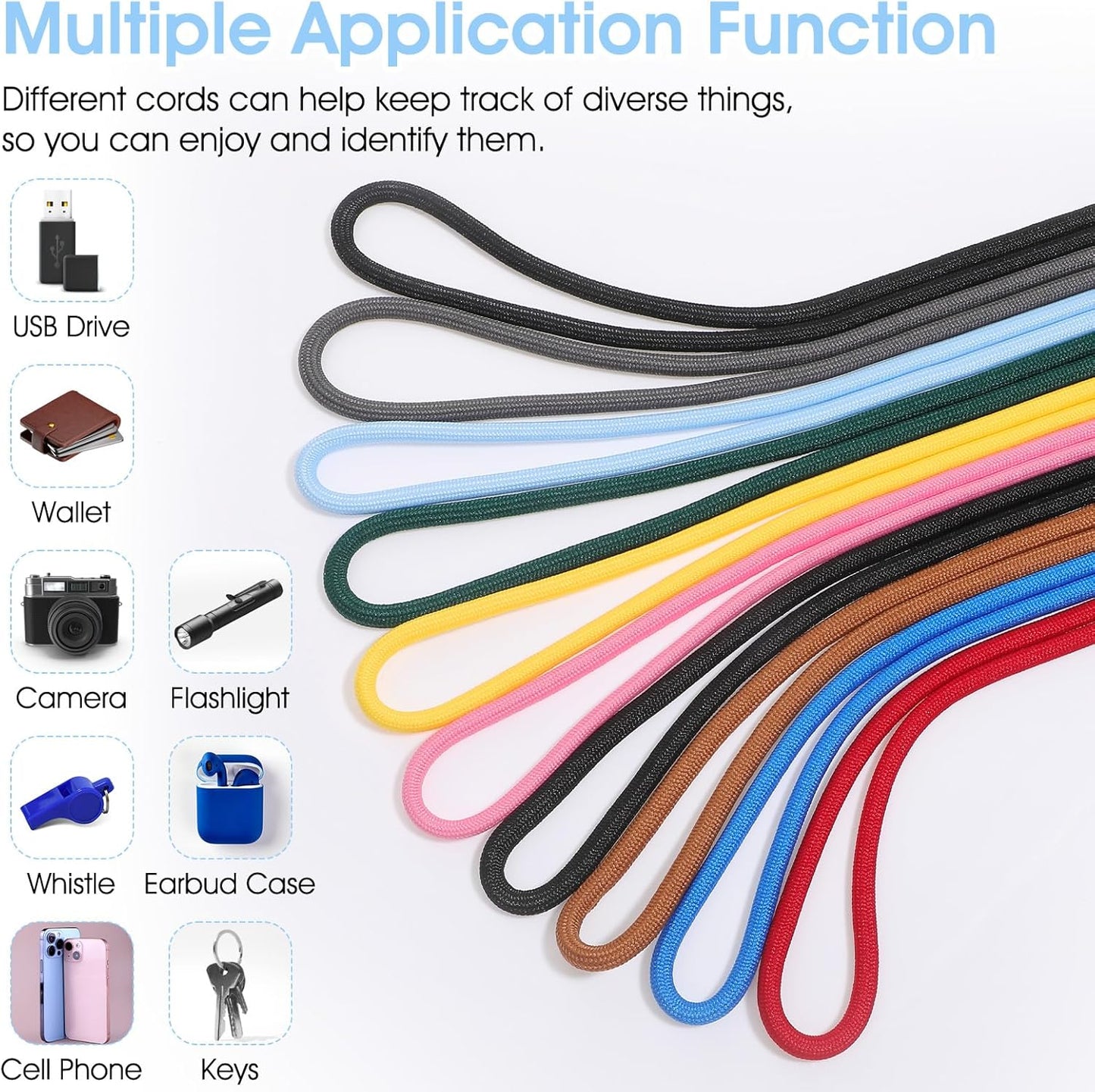 10Pcs Lanyards for ID Badges Colored Lanyards Neck Lanyard Straps Multi-Purpose Badge Holder Strap for Women Men Teacher Wallet Whistles id Badges Holder Keys Office (10 Colors)