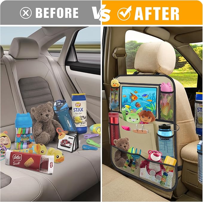 Car Backseat Organizer with 11" Table Holder, 10 Storage Pockets Seat Back - Image 3